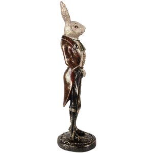Coniglio decorativo Clayre & Eef in poliresina beige rossa 17x15x51 cm Figurina di Pasqua