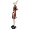 Coniglio decorativo Beige Rosso 12x12x53 cm Figura animale in poliresina Clayre & Eef