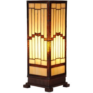 LumiLamp 5LL-6358 Lampada da tavolo Tiffany Beige Brown...
