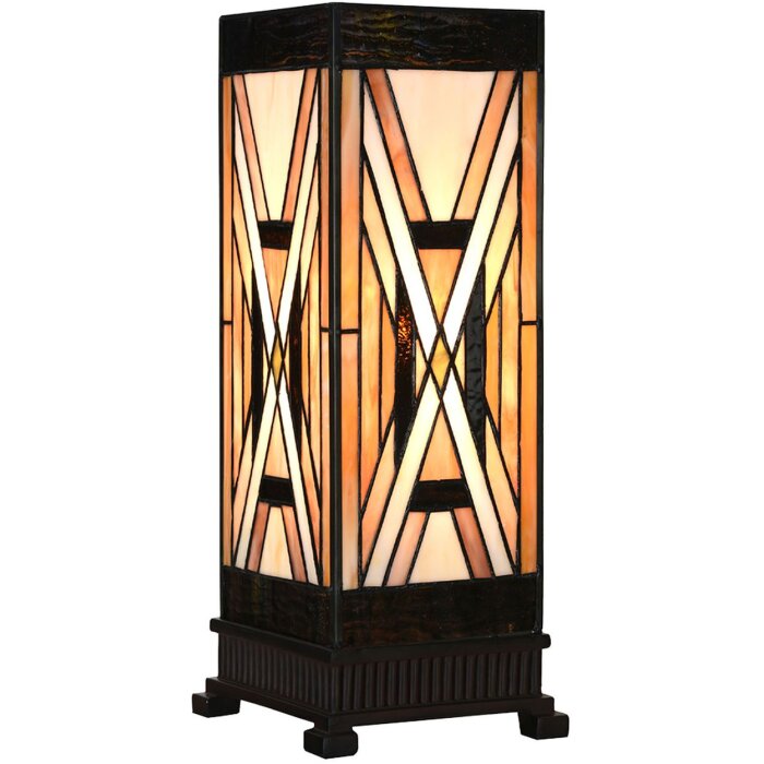 LumiLamp 5LL-6359 Lampada da tavolo Tiffany Marrone Beige 17x17x44 cm E27 40W