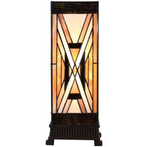 LumiLamp 5LL-6359 Lampada da tavolo Tiffany Marrone Beige 17x17x44 cm E27 40W