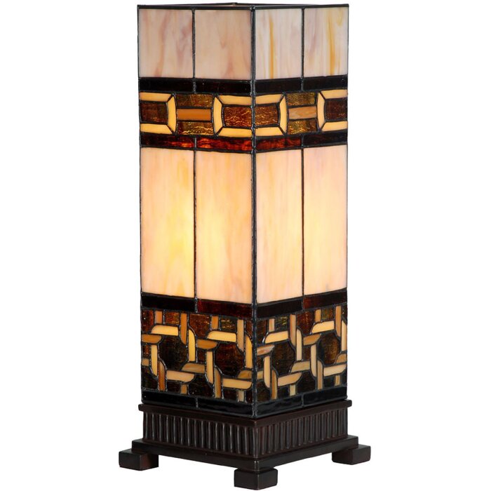 LumiLamp 5LL-6360 Lampada da tavolo Tiffany Beige Brown 44cm E27 Vetro Poliresina