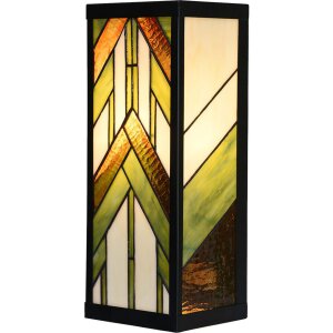 LumiLamp 5LL-6361 Lampada da parete Tiffany Beige Verde 14x16x40 cm E27 Vetro Metallo