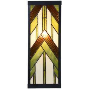 LumiLamp 5LL-6361 Lampada da parete Tiffany Beige Verde 14x16x40 cm E27 Vetro Metallo