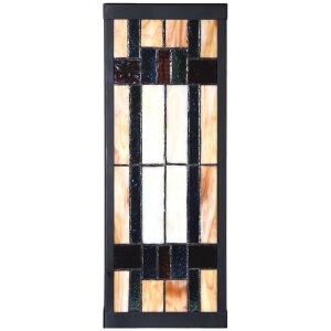 LumiLamp 5LL-6362 Lampada da parete Tiffany Beige Brown 14x16x40cm E27 Vetro Metallo