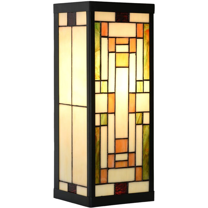 LumiLamp 5LL-6363 Lampada da parete Tiffany Beige Verde 14x16x40cm E27 Vetro Metallo