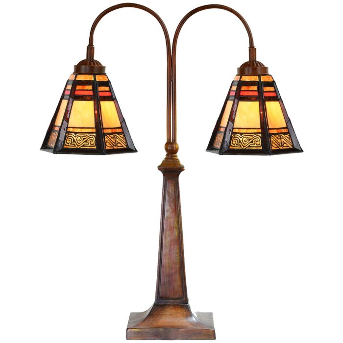 LumiLamp 5LL-6366 Lampada da tavolo Tiffany in vetro marrone 48x19x64 cm E27