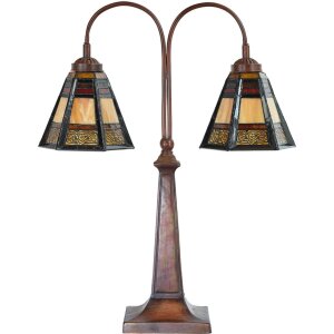 LumiLamp 5LL-6366 Lampada da tavolo Tiffany in vetro marrone 48x19x64 cm E27