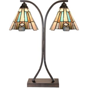 LumiLamp 5LL-6368 Lampada da tavolo Tiffany marrone blu...
