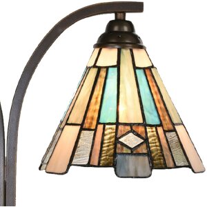 LumiLamp 5LL-6368 Lampada da tavolo Tiffany marrone blu 48x19x57cm E27 2x60W