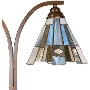 LumiLamp 5LL-6368 Lampada da tavolo Tiffany marrone blu 48x19x57cm E27 2x60W