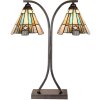 LumiLamp 5LL-6368 Lampada da tavolo Tiffany marrone blu 48x19x57cm E27 2x60W