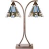 LumiLamp 5LL-6368 Lampada da tavolo Tiffany marrone blu 48x19x57cm E27 2x60W