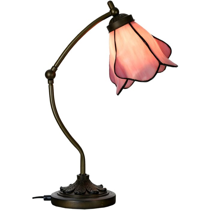 LumiLamp 5LL-6369 Lampada da tavolo Tiffany rosa marrone 26x19x50cm E14