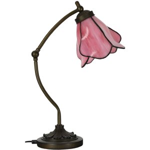 LumiLamp 5LL-6369 Lampada da tavolo Tiffany rosa marrone...