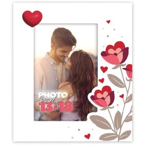 ZEP Cornice in legno Giselle White Heart Flowers 10x15 cm...