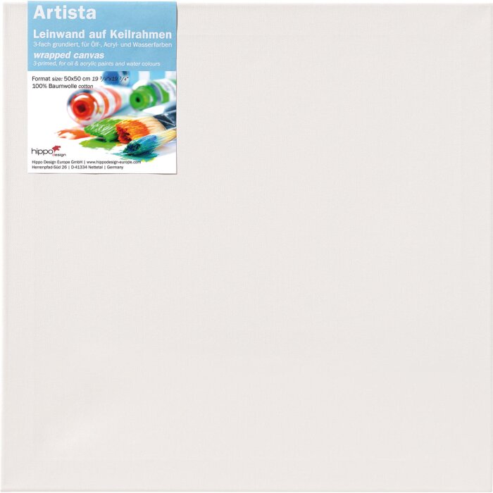 Tela su telaio Walther 70x70 cm bianca, triplamente impregnata in cotone