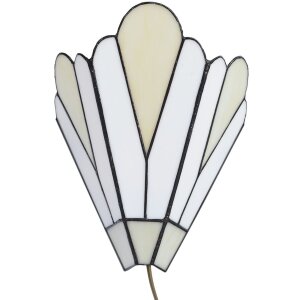 LumiLamp 5LL-6365 Lampada da parete Tiffany Bianco Beige 20x10x29cm E14 Vetro Metallo