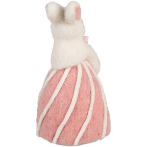 Coniglio decorativo Clayre & Eef Bianco Rosa Stile Country Ø 12x21 cm