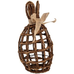 Clayre & Eef coniglio decorativo in rattan naturale marrone 16x16x31 cm stile country