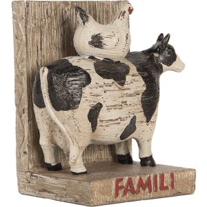 Set di fermalibri Clayre & Eef Mucche in stile country marrone nero 2 pezzi in poliresina