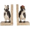 Set di fermalibri Clayre & Eef Mucche in stile country marrone nero 2 pezzi in poliresina