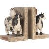 Set di fermalibri Clayre & Eef Mucche in stile country marrone nero 2 pezzi in poliresina