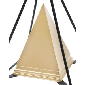 Mauro Ferretti scultura piramide con struttura in metallo 15x15x21 cm oro-nero