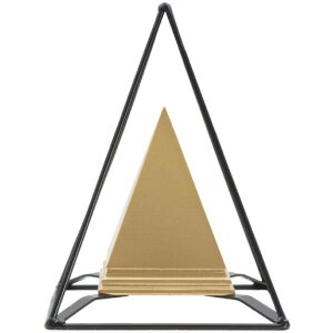 Mauro Ferretti scultura piramide con struttura in metallo 15x15x21 cm oro-nero