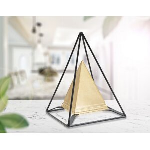 Mauro Ferretti scultura piramide con struttura in metallo 15x15x21 cm oro-nero