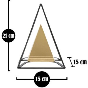 Mauro Ferretti scultura piramide con struttura in metallo 15x15x21 cm oro-nero
