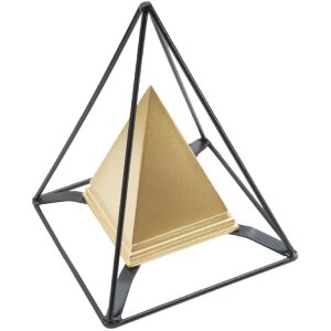 Mauro Ferretti scultura piramide con struttura in metallo 15x15x21 cm oro-nero