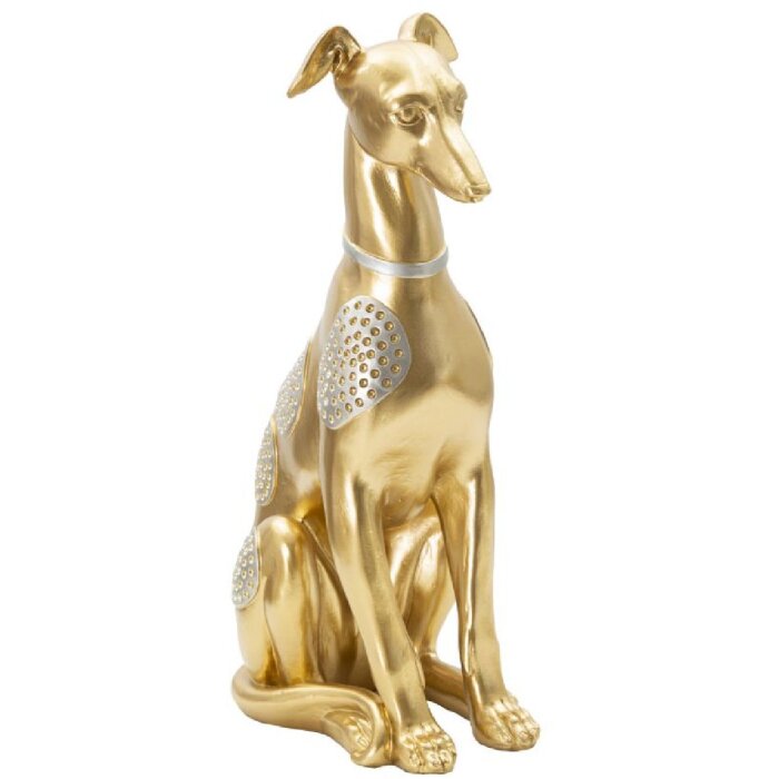 Mauro Ferretti scultura cane Sit Dog 19,8x10x29 cm oro argento