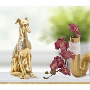 Mauro Ferretti scultura cane Sit Dog 19,8x10x29 cm oro argento