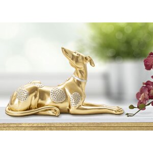 Mauro Ferretti scultura cane 32,2x9,5x18,3 cm oro argento
