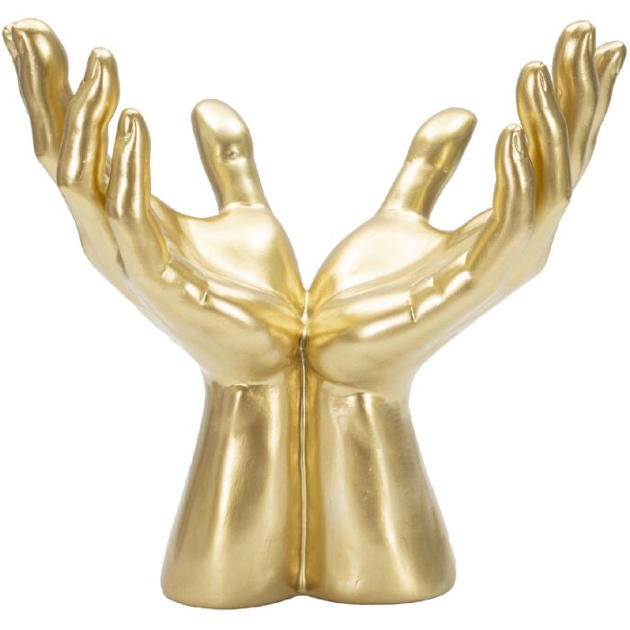 Mauro Ferretti scultura a mano Peace Hands 25x15x24 cm oro