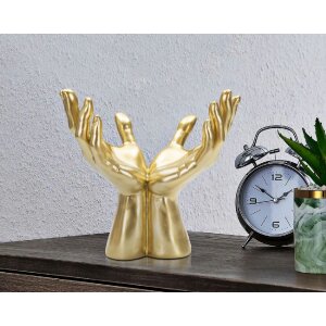 Mauro Ferretti scultura a mano Peace Hands 25x15x24 cm oro