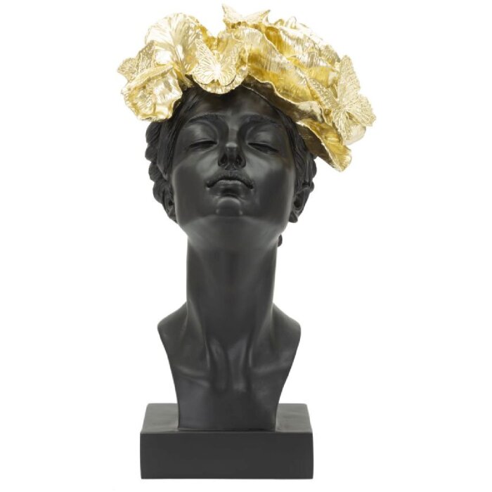 Mauro Ferretti Busto Donna con Farfalla 21x20x36,5 cm oro nero