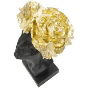 Mauro Ferretti Busto Donna con Farfalla 21x20x36,5 cm oro nero