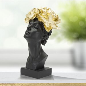 Mauro Ferretti Busto Donna con Farfalla 21x20x36,5 cm oro nero