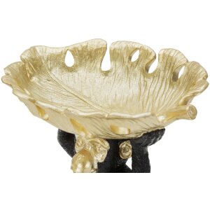 Mauro Ferretti scimmia decorativa con ciotola di foglie 25,2x21x24 cm oro nero