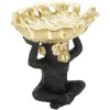 Mauro Ferretti scimmia decorativa con ciotola di foglie 25,2x21x24 cm oro nero