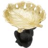 Mauro Ferretti scimmia decorativa con ciotola di foglie 25,2x21x24 cm oro nero