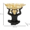 Mauro Ferretti scimmia decorativa con ciotola di foglie 25,2x21x24 cm oro nero