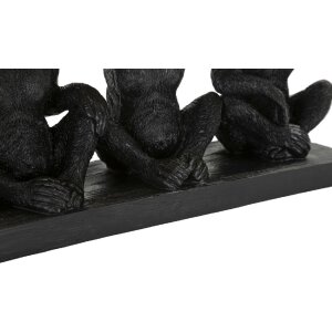Mauro Ferretti figurina decorativa trio di scimmie con ciotola di foglie 43x15,7x20 cm oro nero