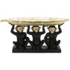 Mauro Ferretti figurina decorativa trio di scimmie con ciotola di foglie 43x15,7x20 cm oro nero