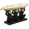 Mauro Ferretti figurina decorativa trio di scimmie con ciotola di foglie 43x15,7x20 cm oro nero