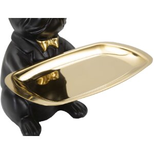 Mauro Ferretti figurina decorativa bulldog con vassoio 19x20x23,5 cm oro nero