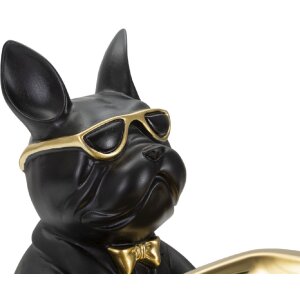 Mauro Ferretti figurina decorativa bulldog con vassoio 19x20x23,5 cm oro nero
