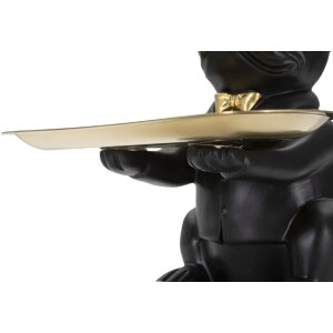 Mauro Ferretti figurina decorativa bulldog con vassoio 19x20x23,5 cm oro nero